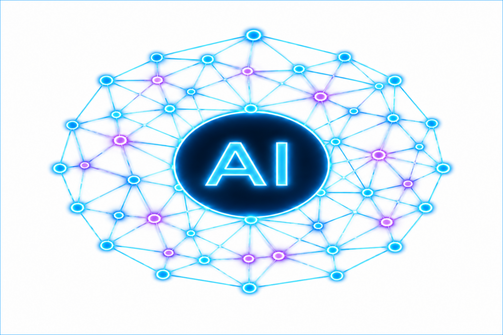 AI neural network icon representing the materials infrastructure behind artificial intelligence.